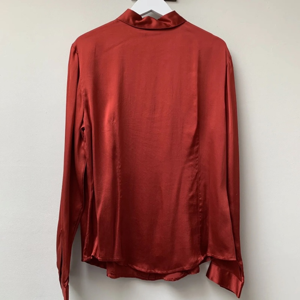 East satin silk blouse fits uk 12 rust - Picture 8 of 8